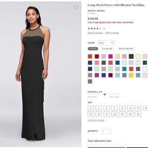 David's Bridal black illusion halter dress